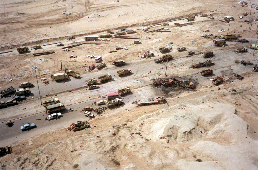 Operation Desert Storm & US 1st Cavalry Division deploying across the Saudi desert during Operation Desert Storm on November 4, 1990